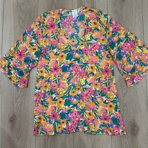 Anne Cole Colorful Floral V-Neck swimsuit coverup